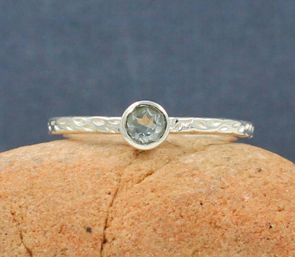 925 Silver Sterling Jewelry Doublet Opal & Blue Topaz Textured Ring Size 8 - Image 4 of 4