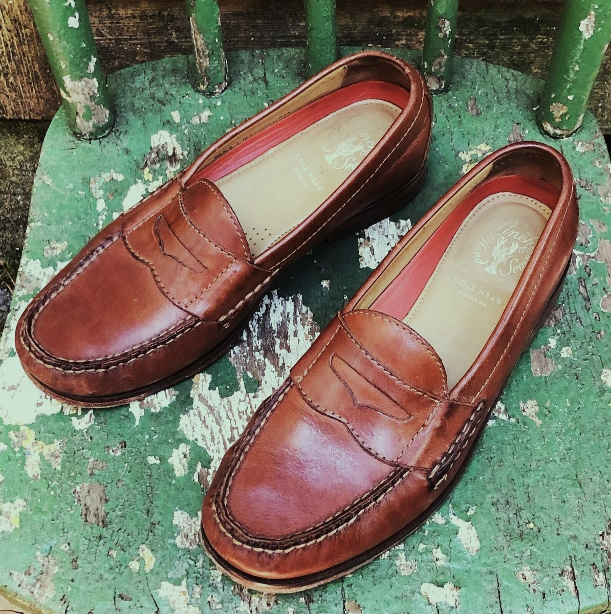 COLE HAAN Hand Sewn PINCH Brown Leather PENNY LOAFERS Seven M Men's (Offer)