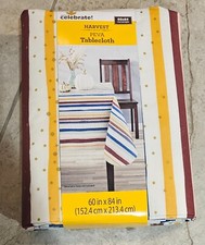 Harvest STRIPE PEVA Vinyl Tablecloth 60x84 Rectangle New Unused