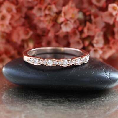 2ct Cut Lab-Created Moissanite Thin Minimalist Wedding Band Ring 14k Gold Plated