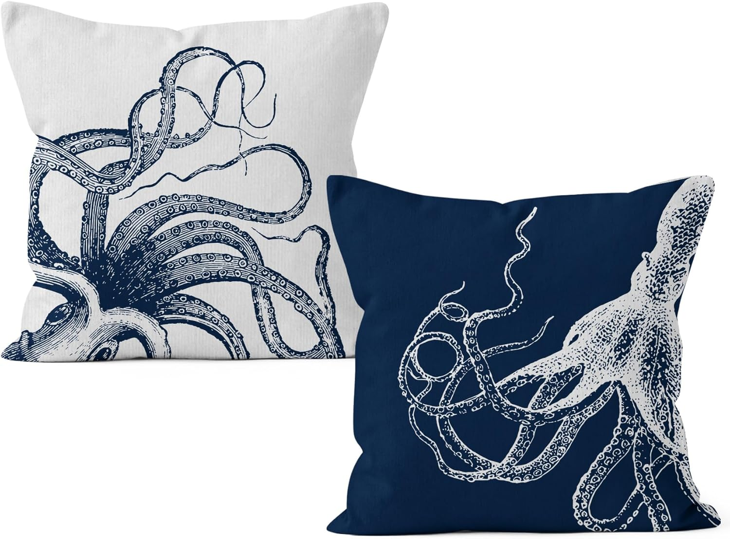 Nautical Coastal Octopus Pillow Covers for Modern Coastal Decor-image