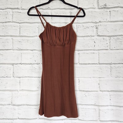 Kendall & Kylie Brown Spaghetti Strap Shirred Knit Mini Dress Small  Babydoll | eBay