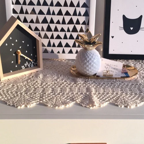 Vintage Hand Crochet Cotton Lace Table Runner Dresser Scarf Doily Wedding Party - Bild 12 von 45