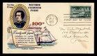 DR WHO 1953 FDC PERRY JAPAN TREATY ANIV FLUEGEL CACHET M80076