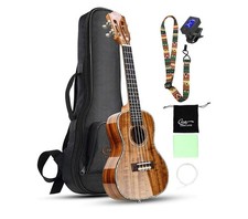 Hricane Concert Ukulele 23" UKS-2, 4 Strings Ukeleles For Beginners, Glossy Koa