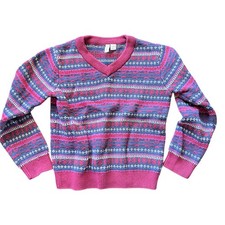Janie and Jack Sweater Boys Navy Fair Isle Winter Holiday Knit Pullover Size 7