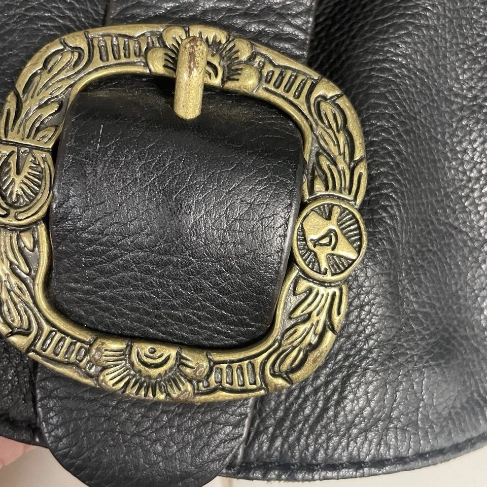Bolso Mensajero Gianni Bini Western Hebilla Sillín Bandolera Cuero Negro Y2K Foto 2 de 4