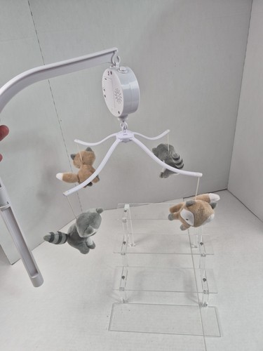 Lambs & Ivy Wild Animals Musical Baby Crib Mobile Soother Racoon Fox Tested 