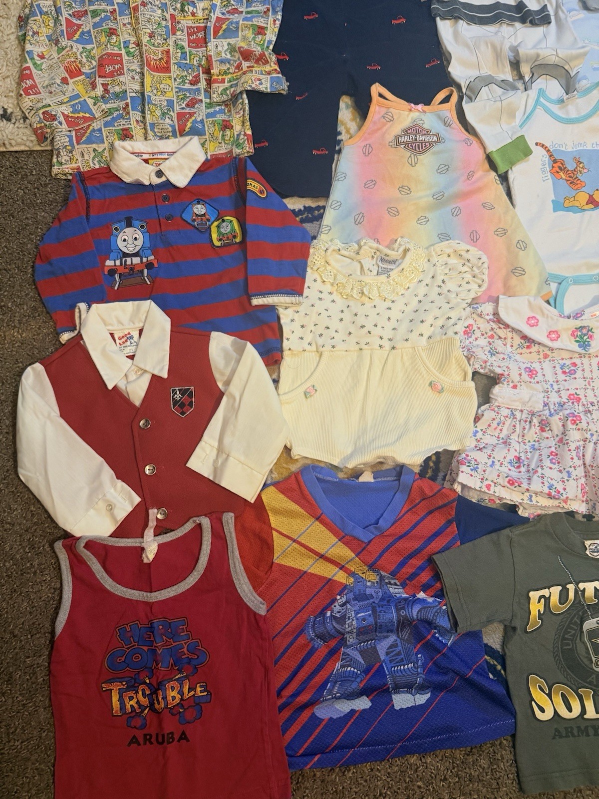 Vintage Y2K Mixed Baby Clothing Lot 29pc NB-4T Winnie Pooh Thomas Buzz Lightyear - second product detail image