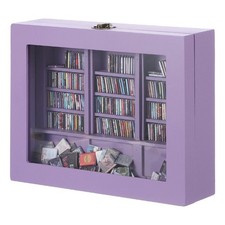 Anxiety Bookshelf, Wood Miniature Bookshelf with Mini Books, Purple