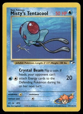 Misty's Tentacool 57/132 Uncommon Gym Heroes Pokemon Unlimited Near Mint