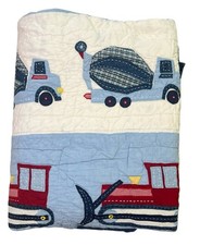 Pottery Bar Kids Quilt Twin Conforter Construction Transportation 100% Cotton