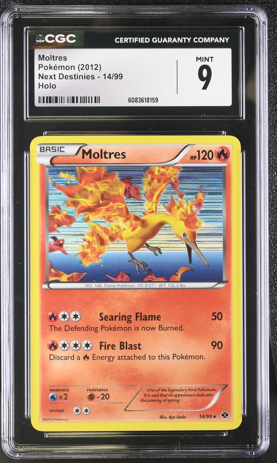 CGC 9 MINT Moltres 2012 Next Destinies 14/99 Holo Pokemon Card