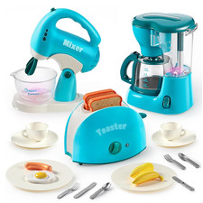 Küchenspielzeug Set für Kinder Spielküche Zubehör Kaffeemaschine Toaster Mixer