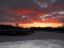 Photo A2 sunset view of frozen canal Carbrook coldest winter for 30 year c2010