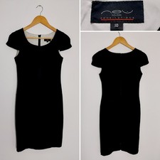 New Look Black Charcoal Pinstripe Knee-Length Pencil Dress Size 10 Formal Work