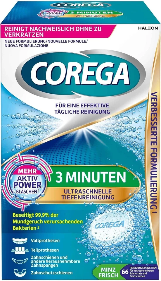 COREGA TABS  3 Minuten 66 St für Voll- und Teilprothesen, Retainer und Aligner - Bild 1 von 4