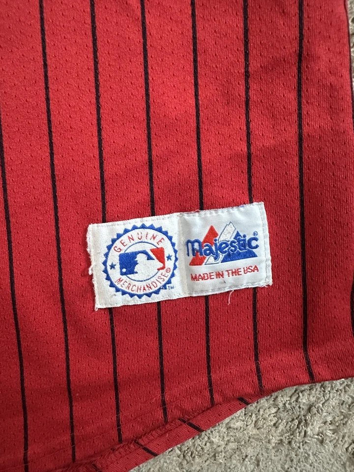 Vintage Majestic Atlanta Braves Red Pin Stripe MLB Jersey Blank 90s Men's XL - Image 4 of 4