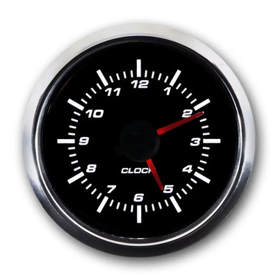 MGS 52mm 2-1/16'' Electrical Clock Gauge 12 Hour Format White LED
