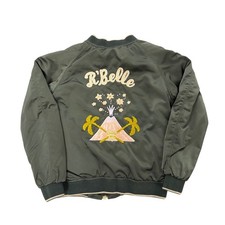 Scotch  Soda R'Belle Soda Kids Bomber Jacket Green Volcano Palm Tree Size 10