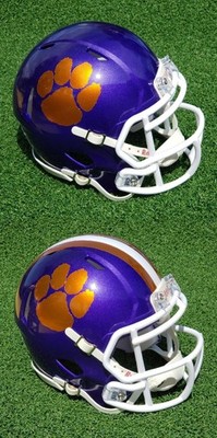 CLEMSON TIGERS PURPLE+METALLIC LOGO CONCEPT MINI FOOTBALL HELMET 2+ VERSIONS