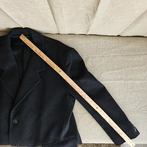 Vintage 90s Stafford Mens 100% Wool Overcoat Size 50L Charcoal Single-Breasted image 9
