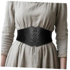 Medieval Renaissance Leather Corset Belt Viking Fit Waist 33.9 -37.0 Black