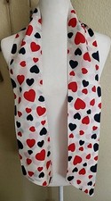 Vintage Rectangle Scark Neck Scarf Head Hair Wrap Red White Blue Hearts 5x60"