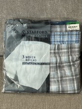Stafford 3Pk Woven Boxers Men Large 36/38 Cotton Blend Plaid Print Underwear