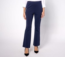 Isaac Mizrahi Live Petite Crepe Ponte Baby Bootcut Pants Dark Navy L New