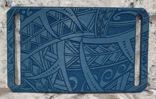 GRIP6 BELT BUCKLE - POLYNESIAN TRIBAL TATTOO ART - MILLED BLUE - 1.5 INCH WIDE