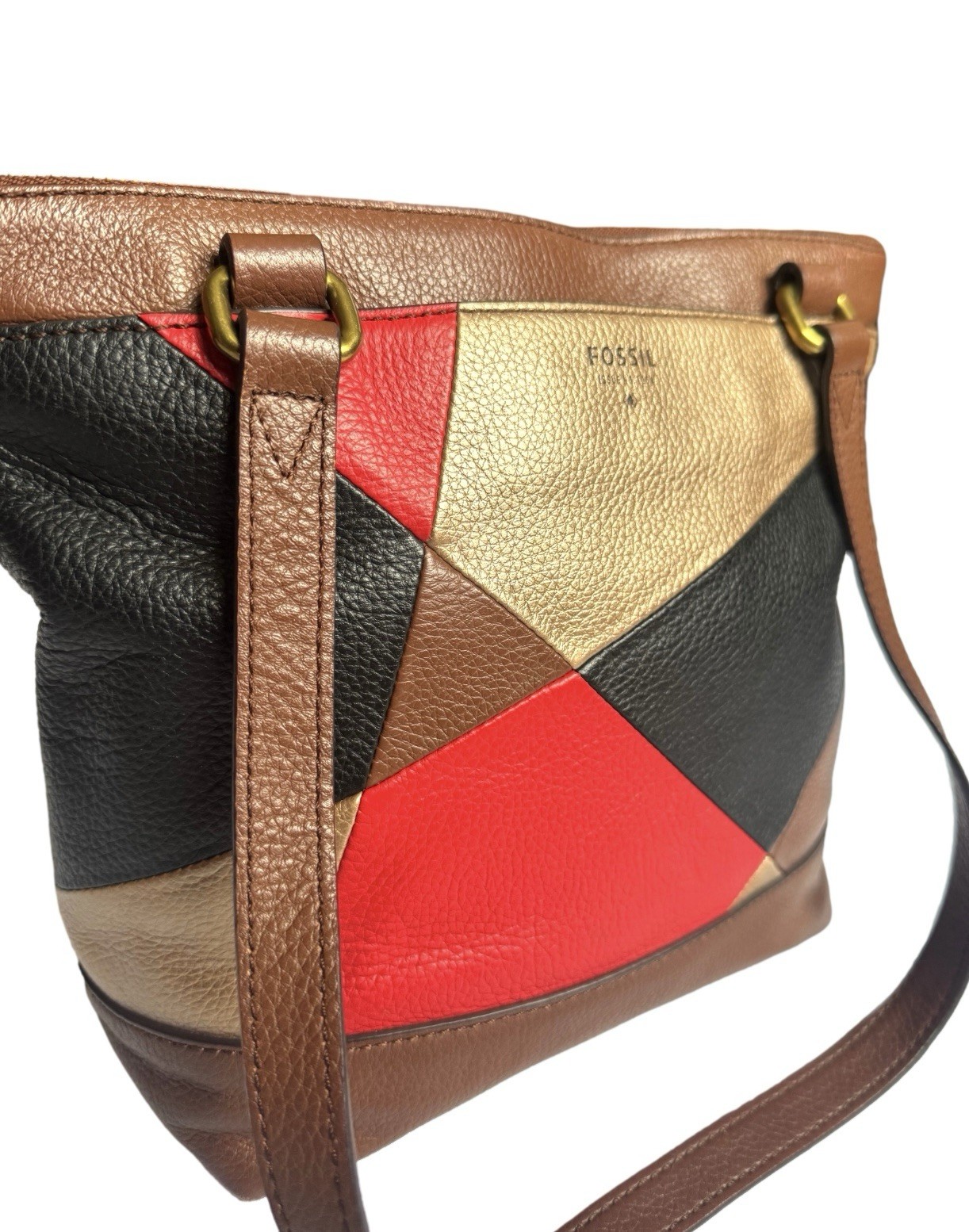 Fossil Multicolor Patchwork Leather Shoulder Bag … - image 3