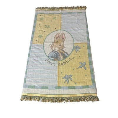 Vtg Peter Rabbit Tapestry Throw Baby Blanket Luvn' Care 2000 Beatrice Potter