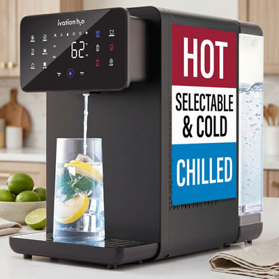 Ivation H2O Hot Cold Countertop Reverse Osmosis System 4 Stage Water Filter 3:1