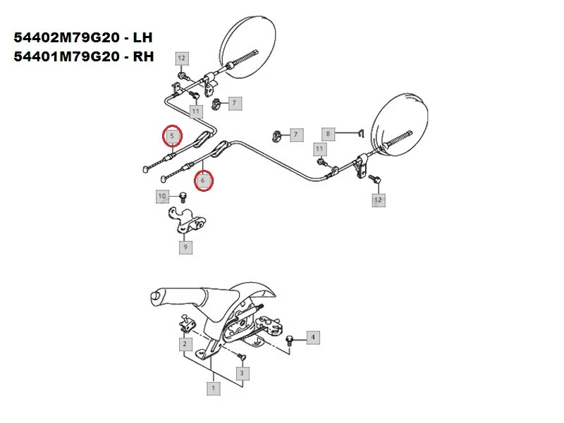 Тормозной трос справа + слева подходит для Suzuki Alto/Swift/Celerio/Splash 1.0 на K10B - Изображение 2 из 4