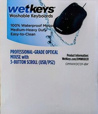 Wetkeys Wired Waterproof Optical Mouse with Scroll OMWK0C01 USB/PS2 Open Box
