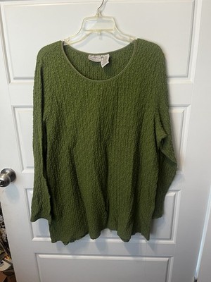 White Stag Pullover Top Women's 22W/24W Green Casual Shirt Long Sleeve