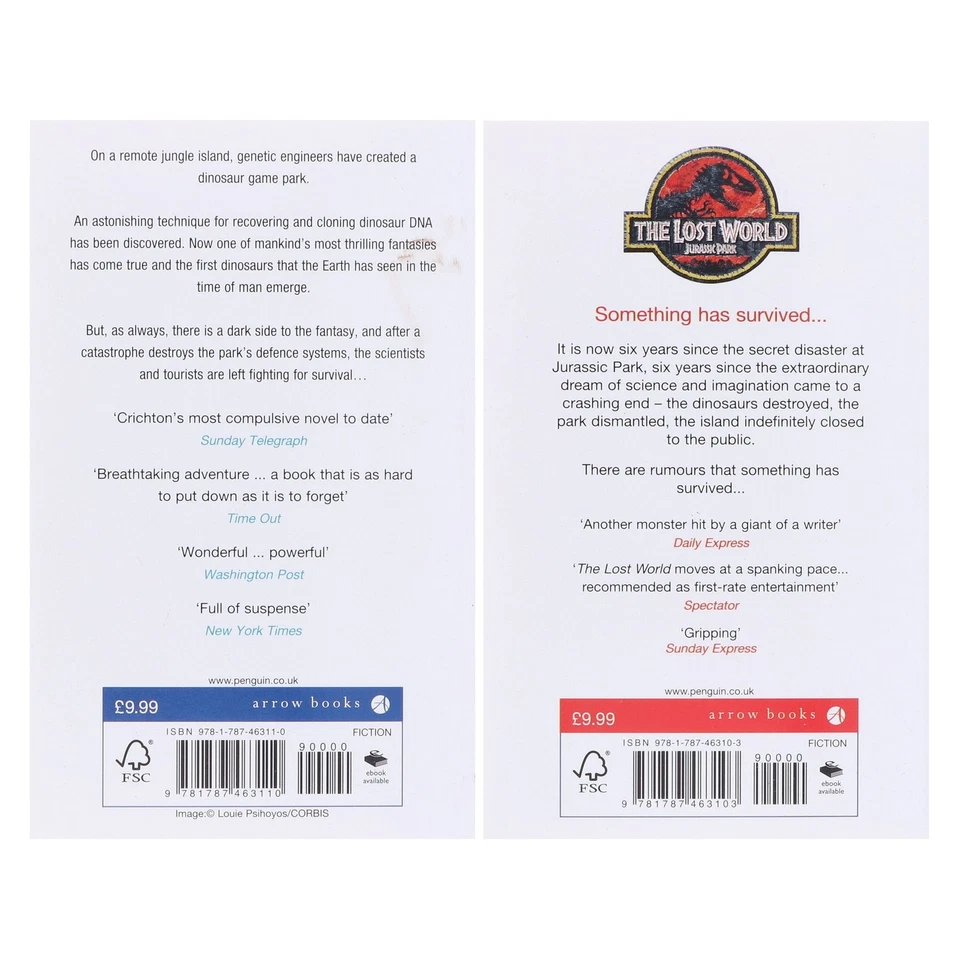 Jurassic Park & The Lost World 2 Books- Michael Crichton - Fiction - Paperback - Image 3 of 4