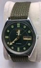 Vintage 1970s Seiko 5 Sports 7019-7100 Automatic Green Dial Military Watch