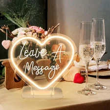 Leave A Message Neon Signs, Led Signs Personalized Neon Lights Sign for Weddi...