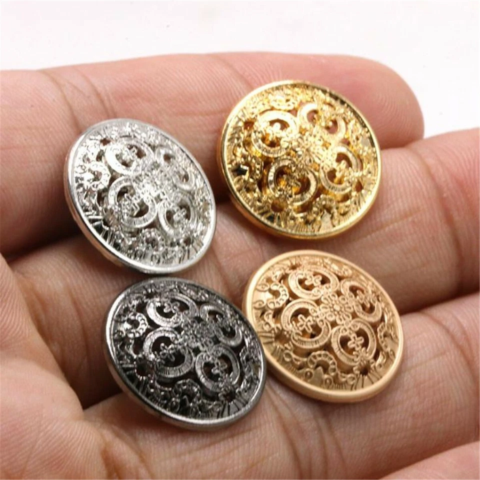 10pcs Hohle Blume geschnitzt Metall Schaft Knopf Nähen Mantel Handwerk DIY - Bild 4 von 4