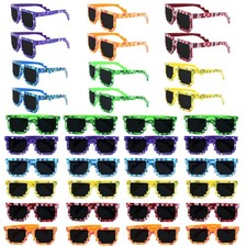 36 Pack Pixel Sunglasses Bulk, 6 Colors Pixelated Mosaic Gamer Glasses Party ...