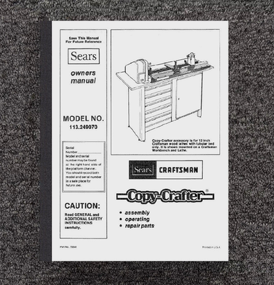 #ad Copy Crafter Instruction Operators Manual Fits Craftsman 113.249070 $15.97