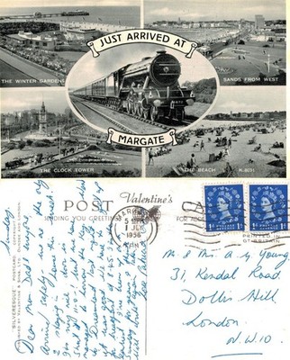 Alte Postkarte - Margate Kent Multi-View Flying Scotsman Train 1956 VERSCHICKT