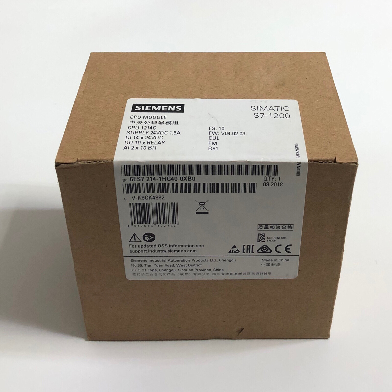 1PC Siemens 6ES7 2141HG400XB0 CPU Module 6ES72141HG40