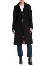 New $450+ Kate Spade Wool Blend Notch Collar Coat Black Trench Black Classic Xl