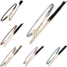 Women Ladies Gold Chain Skinny Tassels Waist Belt Adjustable Dress Waistband