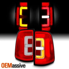 For 2019-2022 Dodge RAM 1500 LED DRL Brake Signal Tube Bar Red Clear Tail Lights