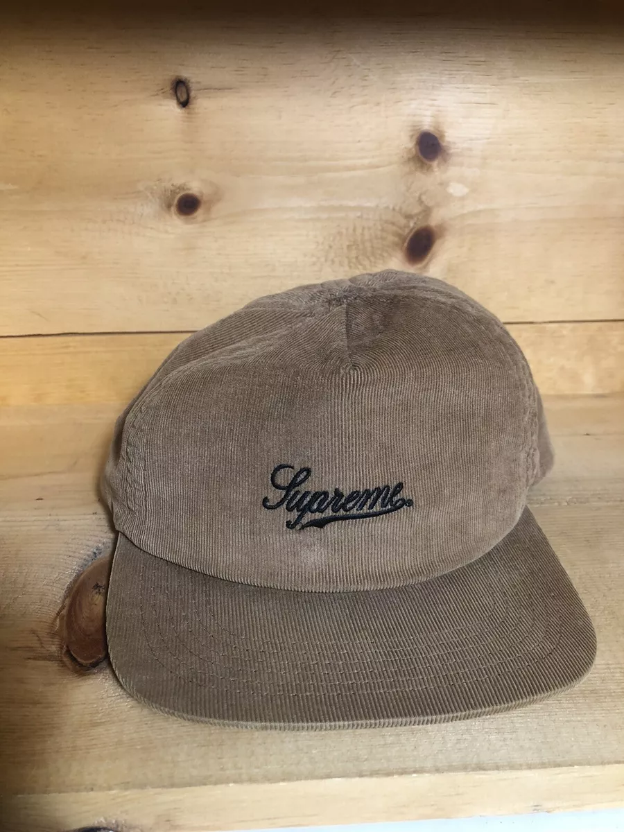 2008 Supreme brown corduroy script/arabic print hat one flaw