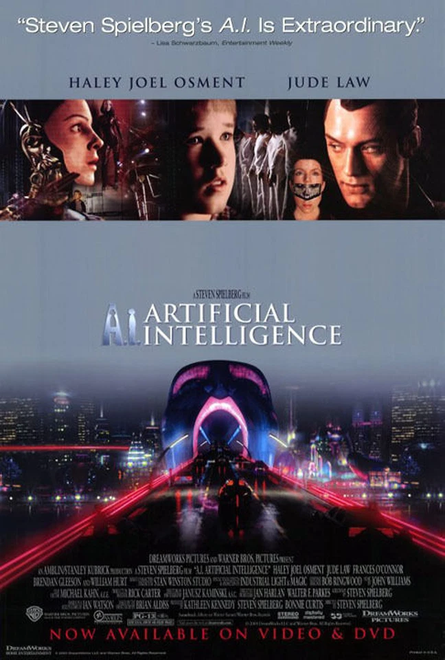 A.I. ARTIFICIAL INTELLIGENCE (2001) ORIGINAL VIDEO/DVD MOVIE POSTER - ROLLED